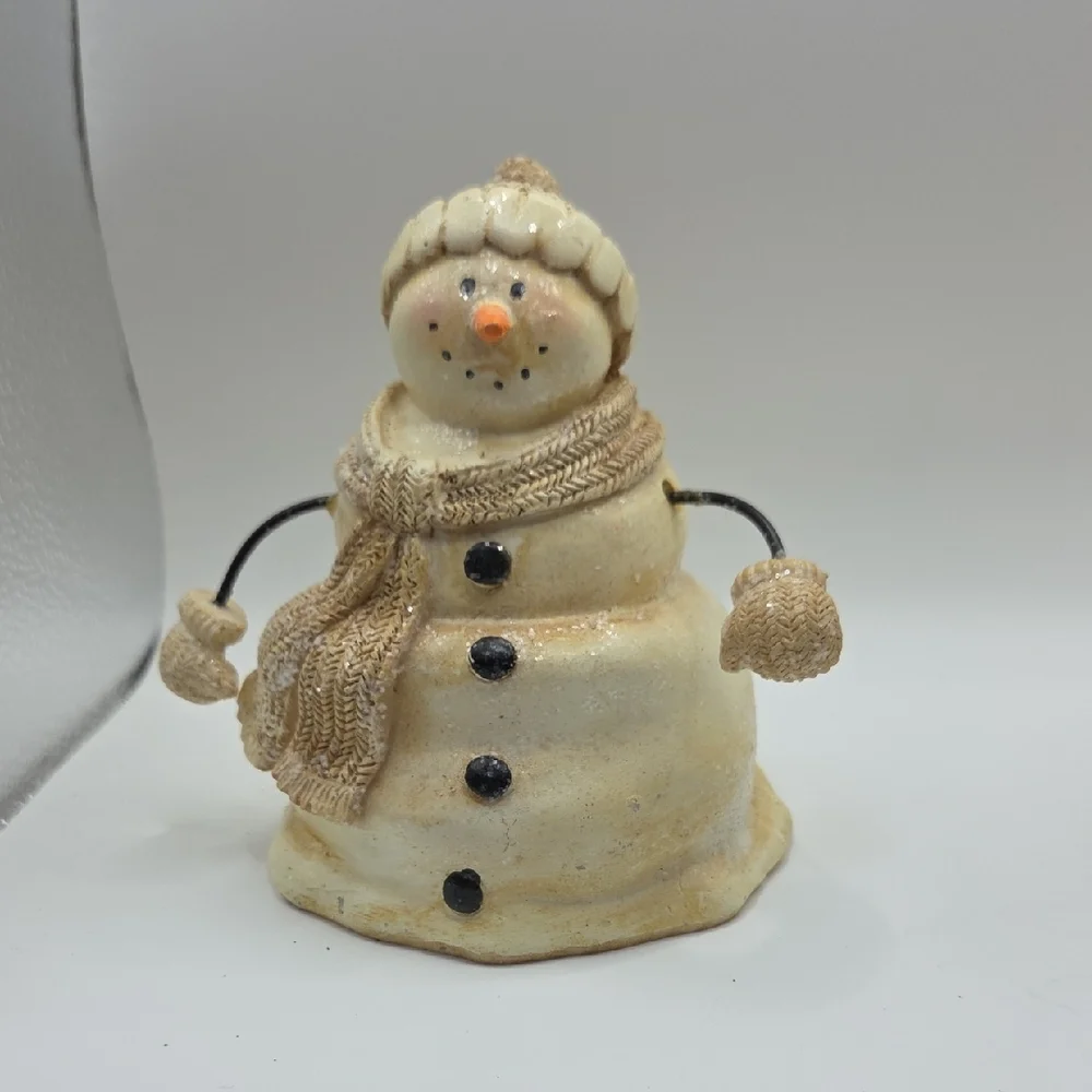 Festive Snowman Figurines - Cream and Tan